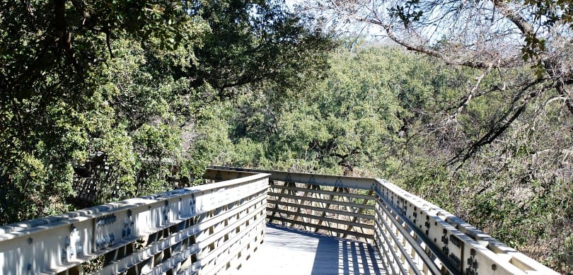 The bridge over the Salado Creek Watershed at Walker Ranch Park in San Antonio, Texas