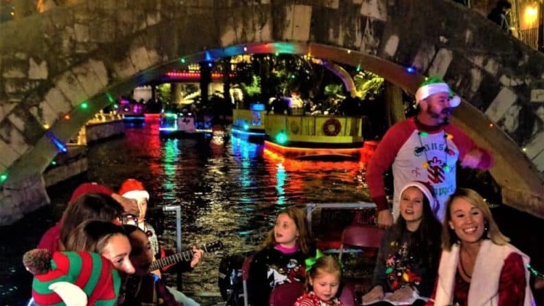 San Antonio Riverwalk Christmas Lights - Ford Holiday Boat Caroling 2022